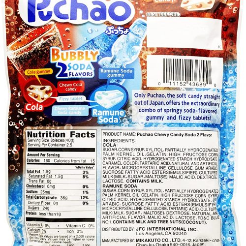 UHA Puchao Cola Soda Candy Bag 100g